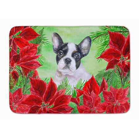 Carolines Treasures French Bulldog Black White Poinsettas Machine Washable Memory Foam Mat CK1358RUG